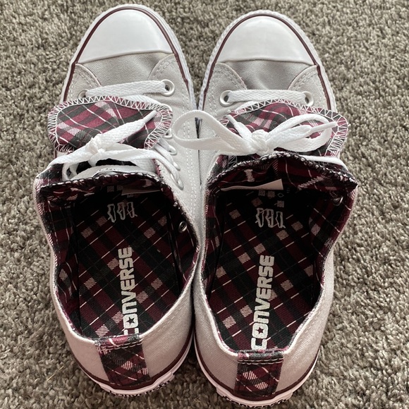 Converse all star double tongue gray burgundy plaid women’s size 7 sneakers - Picture 5 of 5